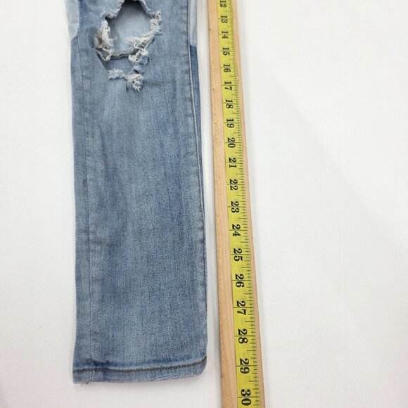 American Eagle Hi-Rise Jegging Jeans Size 8 Light Wash Extreme Distressed Ripped - Picture 16 of 16